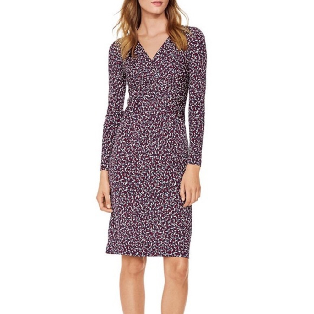 Tory Burch 100% Silk Long Sleeve Interlocking Twist Dress in Confetti - Picture 1 of 9